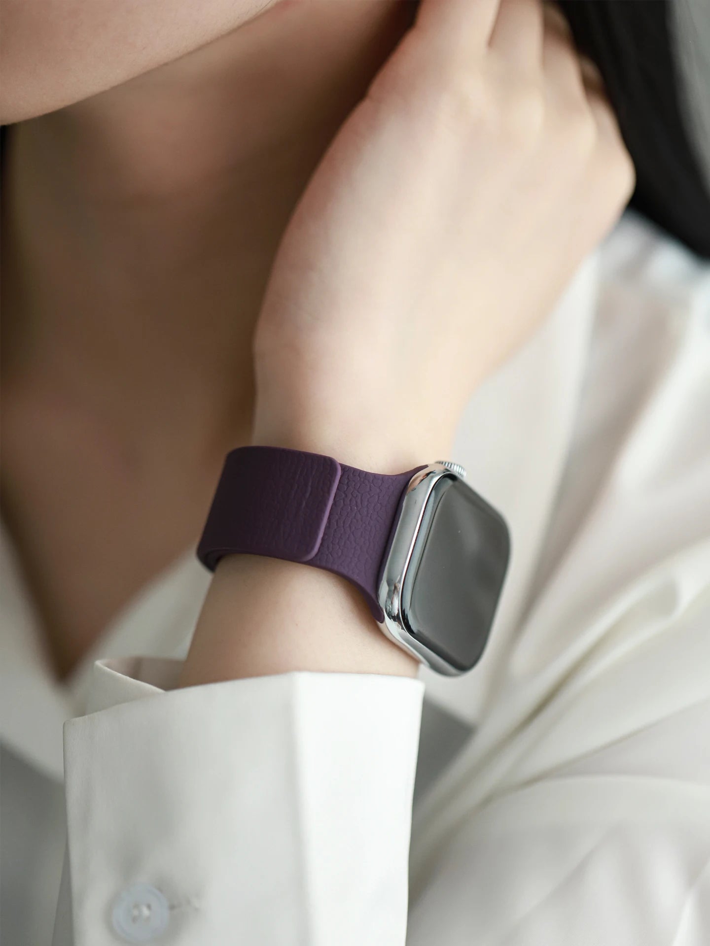 Bracelet magnétique en silicone pour Apple Watch Ultra 2/11/10/SE/9/8/3