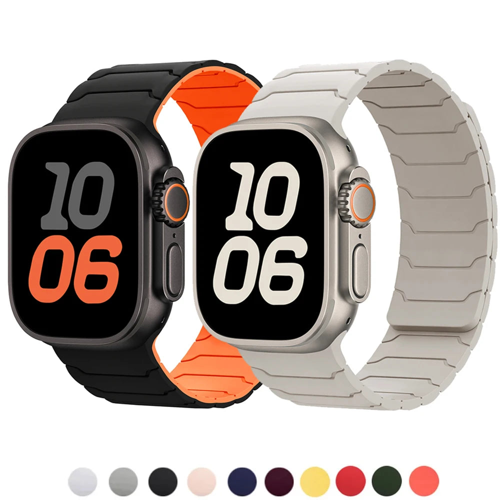 Bracelet Magnétique en Silicone – Compatible Apple Watch Ultra 2 & Series 10/9/8/7/SE