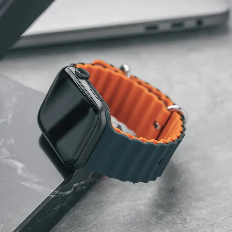 Bracelet Ocean en Silicone pour Apple Watch Ultra 2/Series 10/9/8/7/6/5/3/SE