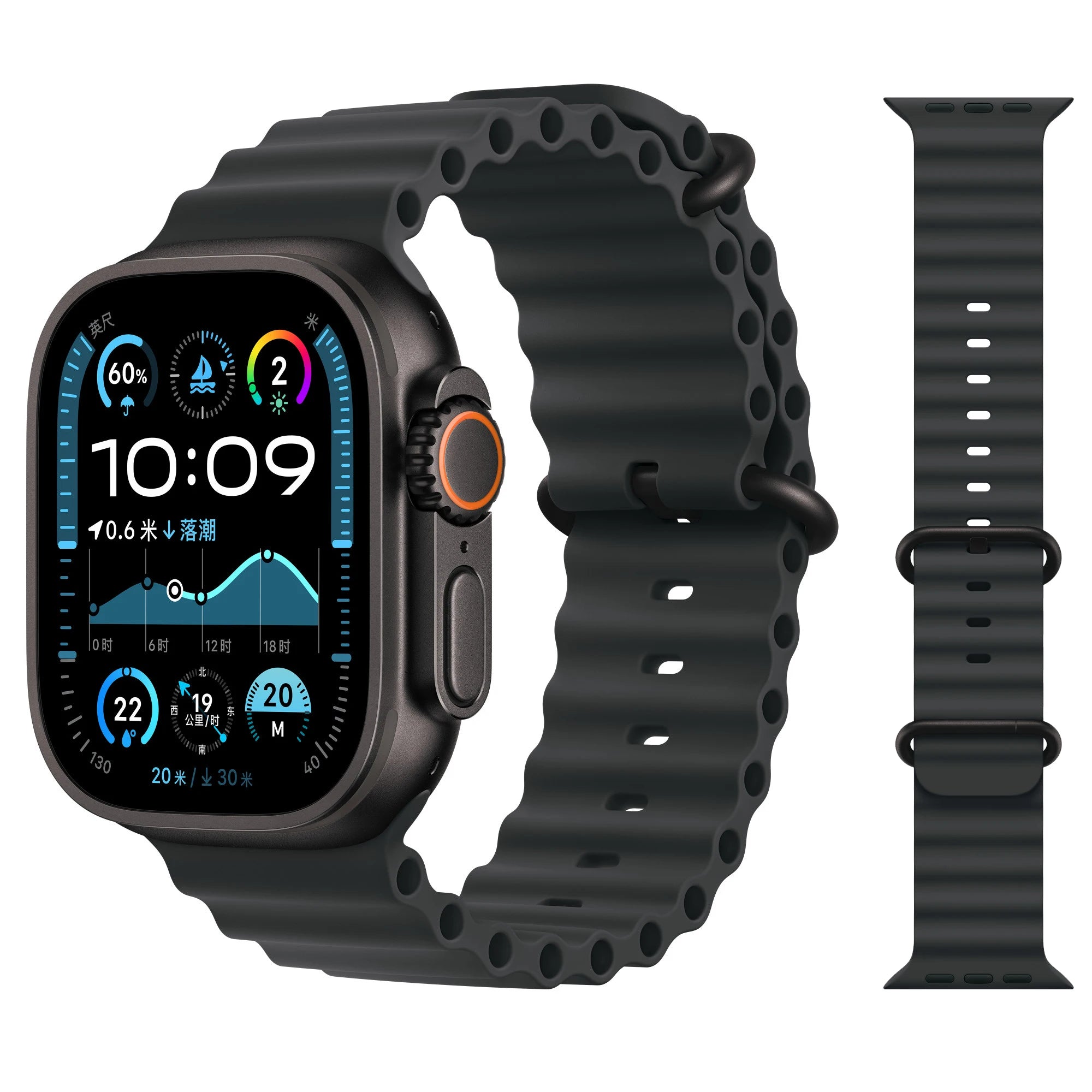Bracelet Ocean en Silicone pour Apple Watch Ultra 2/Series 10/9/8/7/6/5/3/SE