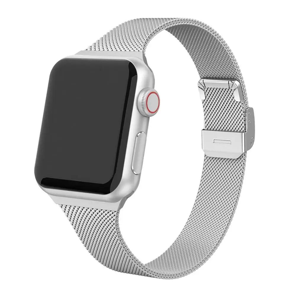 Bracelet Slim à boucle milanaise pour Apple Watch Ultra 2/Series 10/9/8/7/6/5/3/SE