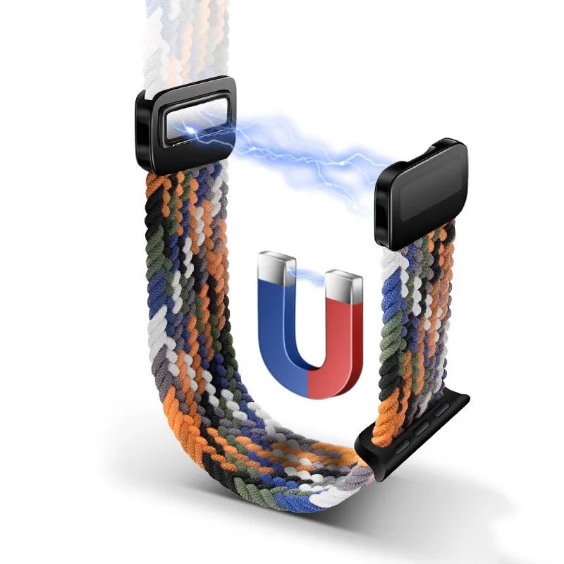 Bracelet Solo Loop Tressé Magnétique pour Apple Watch – Compatible Ultra 2, Series SE/6/7/8/9/10/11