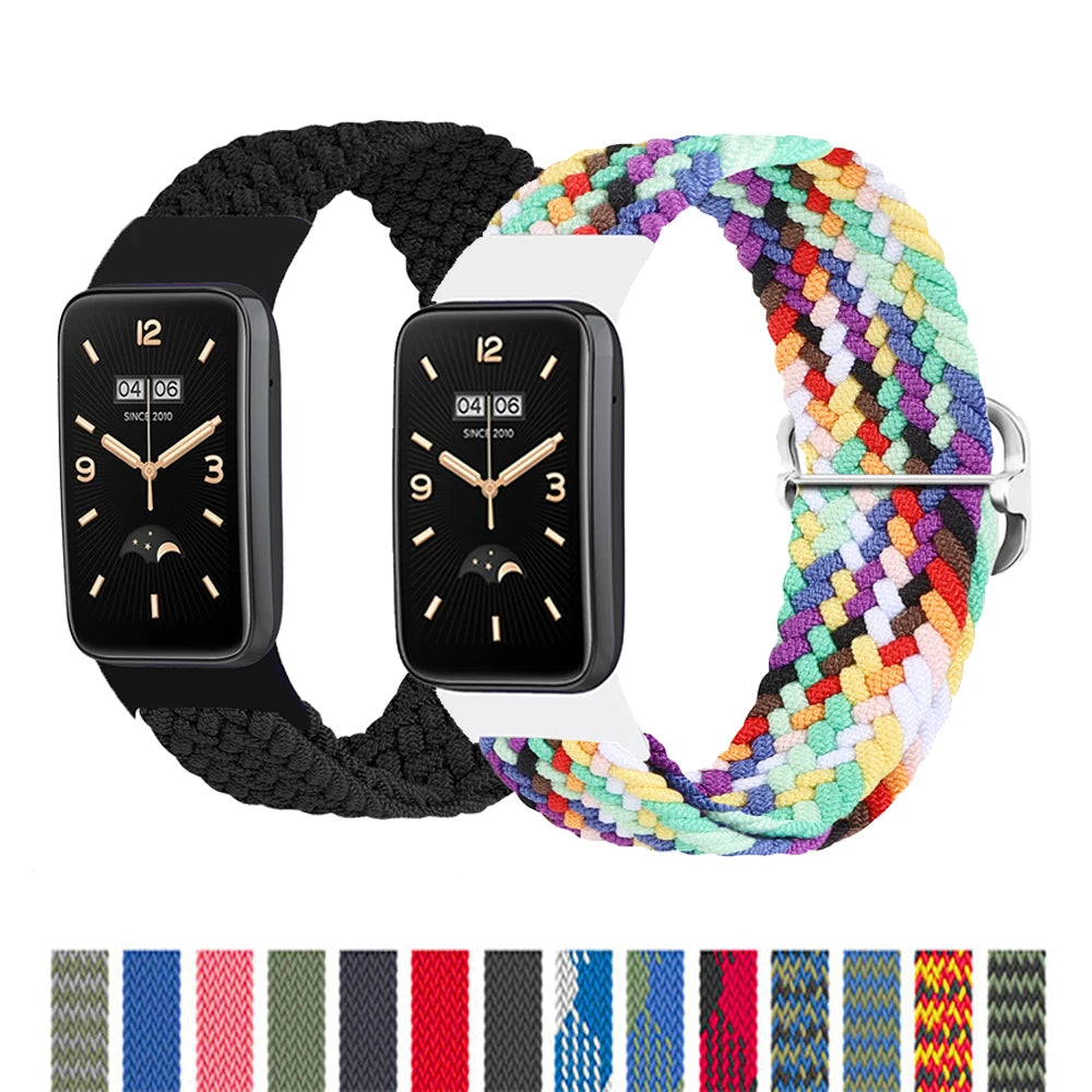 Bracelet Tressé en Nylon Élastique – Compatible Xiaomi Mi Band 7 & 8 Pro, Redmi Watch 4