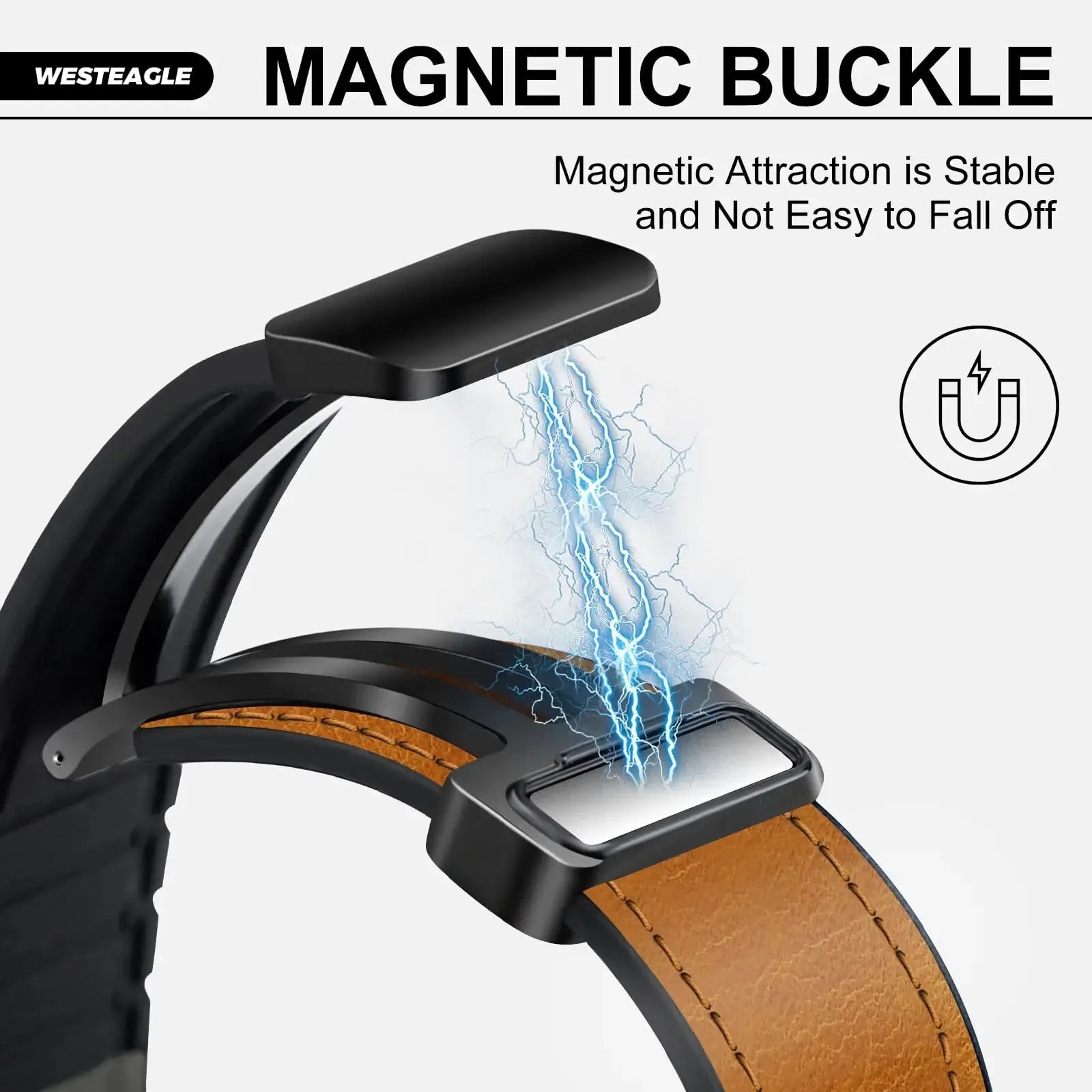 Bracelet magnétique en cuir & silicone pour Apple Watch Ultra 2/Series 10/9/8/SE/3
