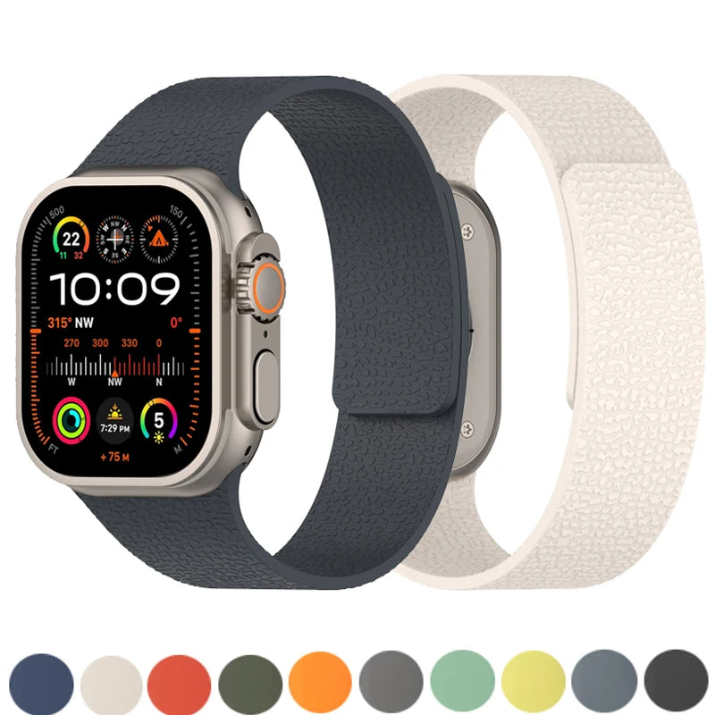 Bracelet magnétique en silicone pour Apple Watch Ultra 2/11/10/SE/9/8/3