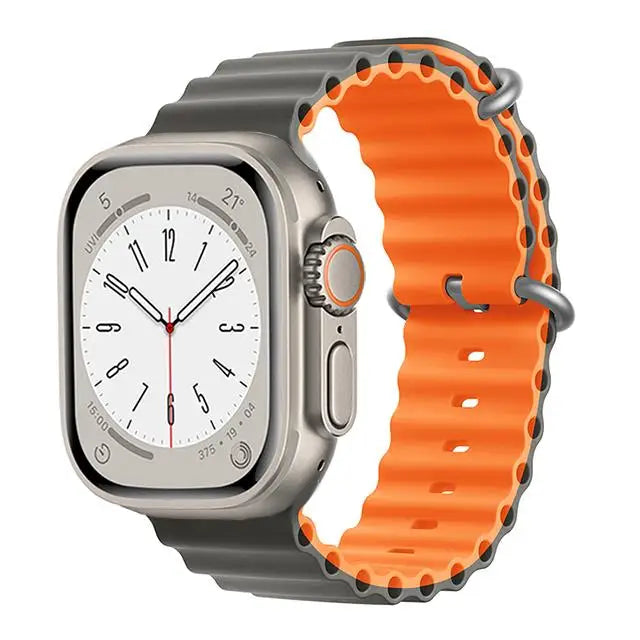 Bracelet Ocean en Silicone pour Apple Watch Ultra 2/Series 10/9/8/7/6/5/3/SE