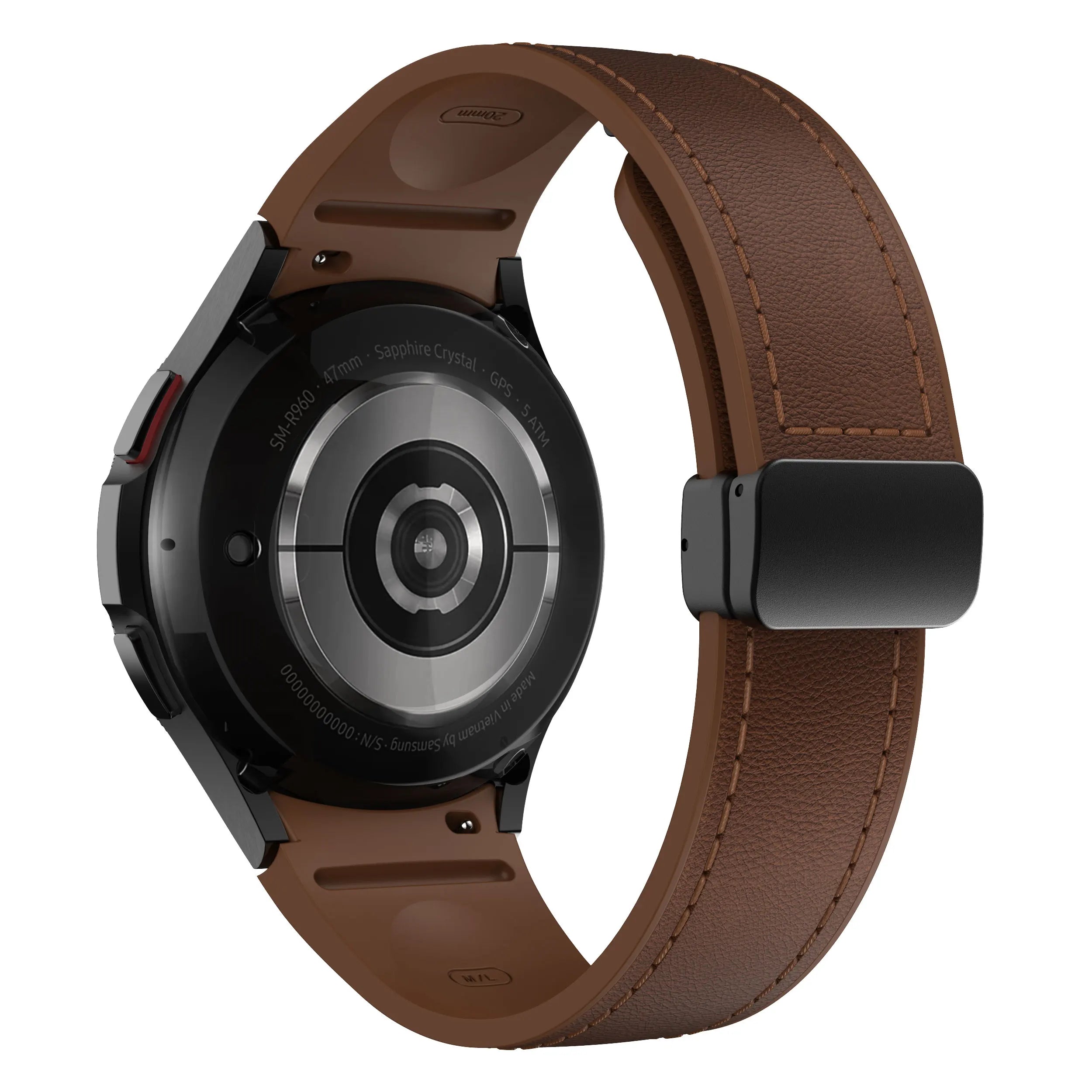 Bracelet Cuir Véritable & Silicone – Compatible Samsung Galaxy Watch 6 / 5 / 7 & 4 Classic