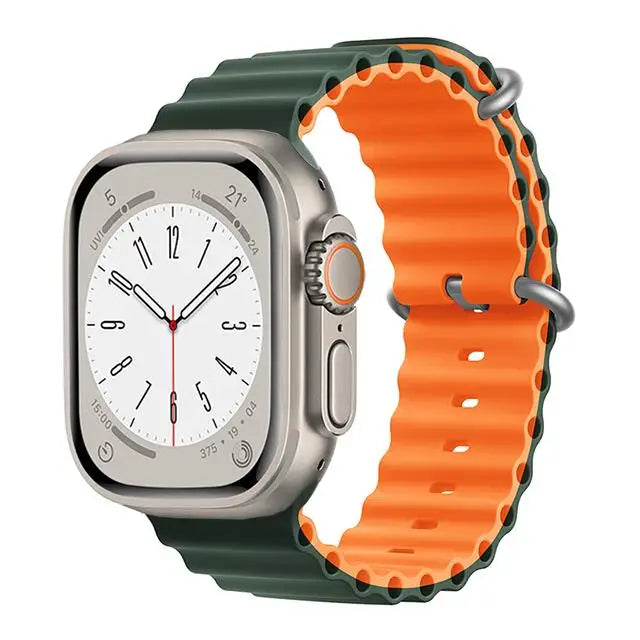 Bracelet Ocean en Silicone pour Apple Watch Ultra 2/Series 10/9/8/7/6/5/3/SE