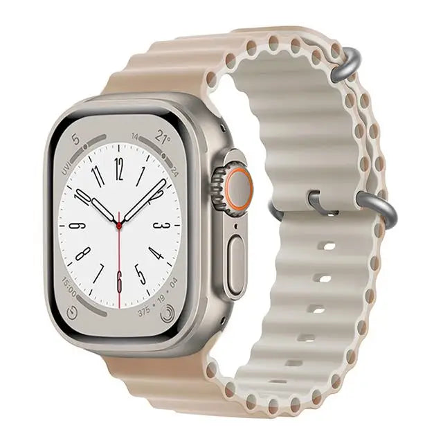 Bracelet Ocean en Silicone pour Apple Watch Ultra 2/Series 10/9/8/7/6/5/3/SE