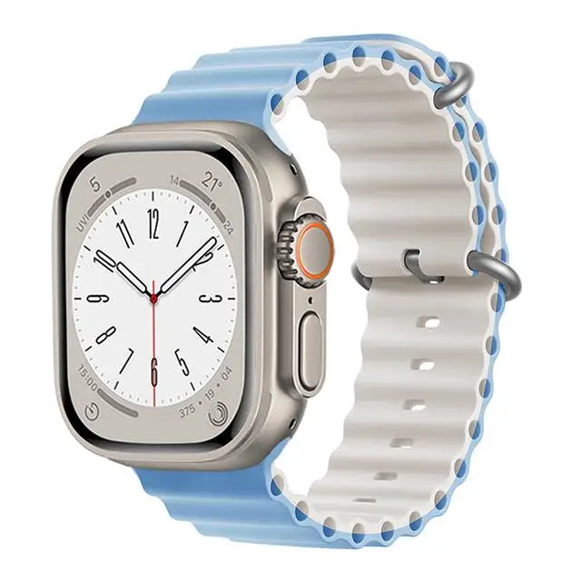 Bracelet Ocean en Silicone pour Apple Watch Ultra 2/Series 10/9/8/7/6/5/3/SE