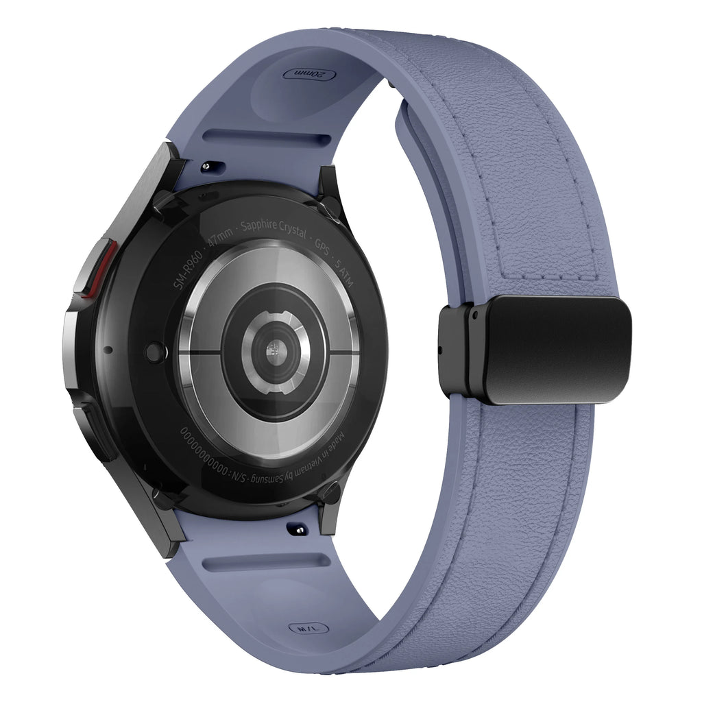 Bracelet Cuir Véritable & Silicone – Compatible Samsung Galaxy Watch 6 / 5 / 7 & 4 Classic