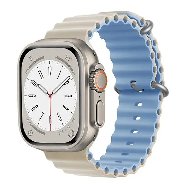 Bracelet Ocean en Silicone pour Apple Watch Ultra 2/Series 10/9/8/7/6/5/3/SE