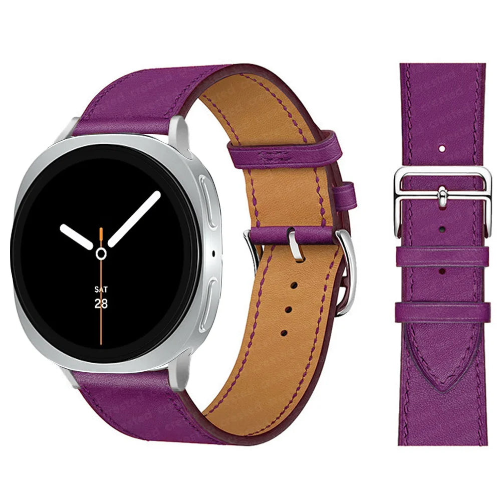 Bracelet en Cuir Exquis pour Samsung Galaxy Watch 8 – Boucle Métal, Compatible