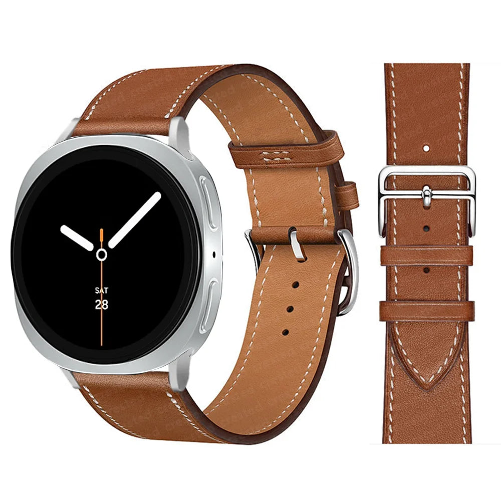 Bracelet en Cuir Exquis pour Samsung Galaxy Watch 8 – Boucle Métal, Compatible