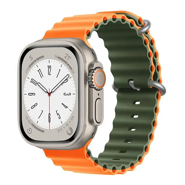 Bracelet Ocean en Silicone pour Apple Watch Ultra 2/Series 10/9/8/7/6/5/3/SE