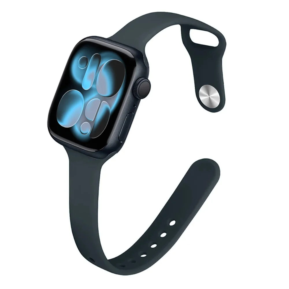 Bracelet Slim Sport en Silicone pour Apple Watch 11 – Compatible Series SE/6/7/8/9/10/Ultra 2/3
