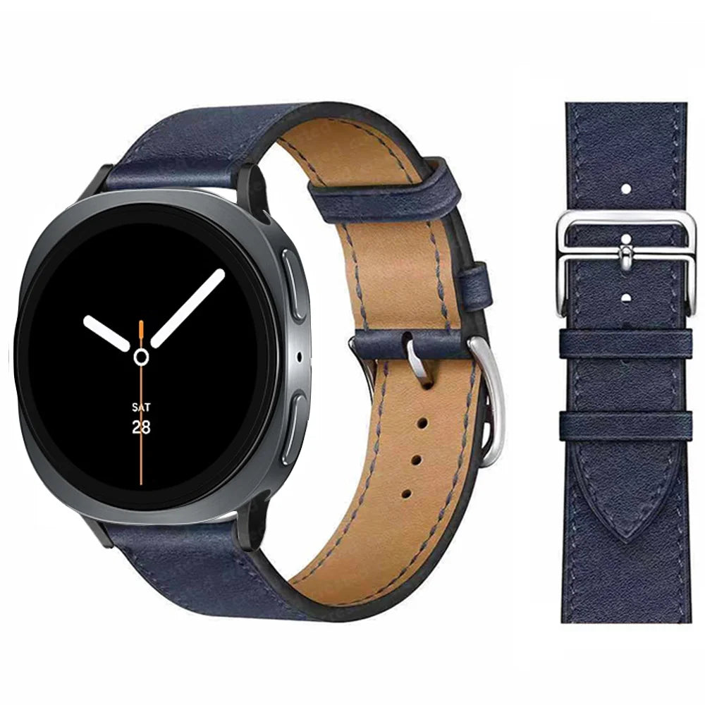 Bracelet en Cuir Exquis pour Samsung Galaxy Watch 8 – Boucle Métal, Compatible