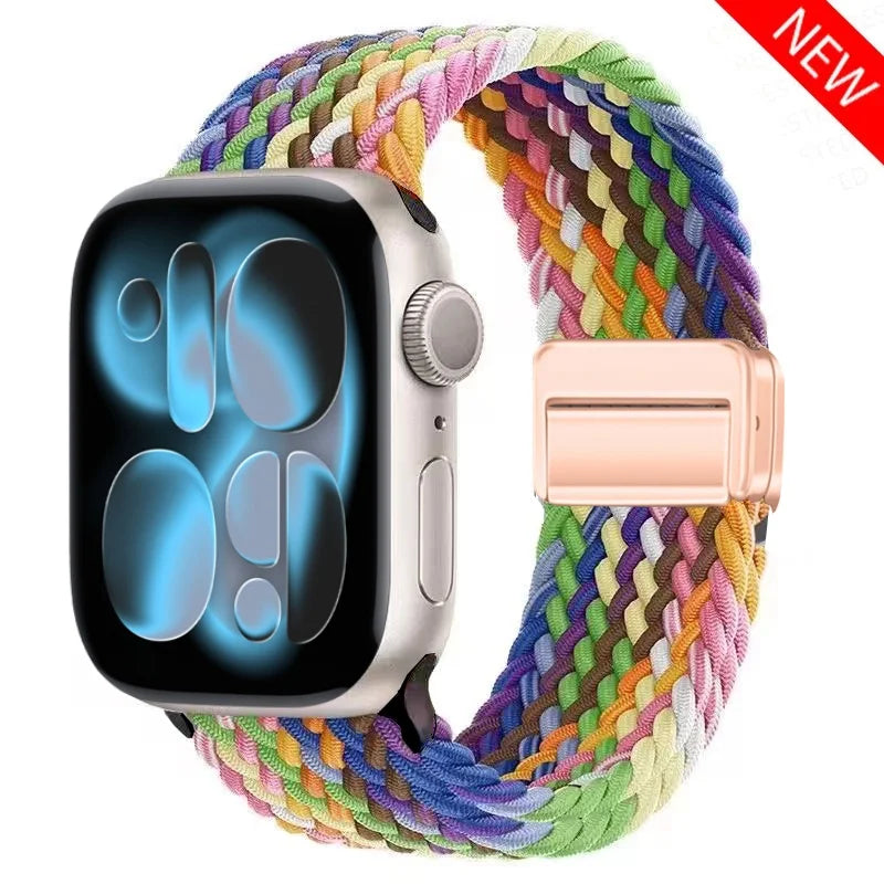 Bracelet Solo Loop Tressé Magnétique pour Apple Watch – Compatible Ultra 2, Series SE/6/7/8/9/10/11