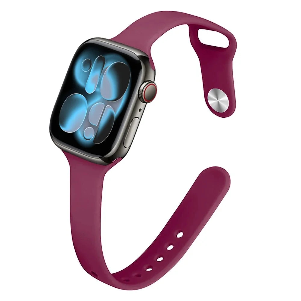 Bracelet Slim Sport en Silicone pour Apple Watch 11 – Compatible Series SE/6/7/8/9/10/Ultra 2/3