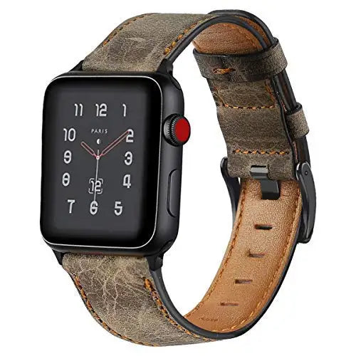 Bracelet rétro en cuir de vache pour Apple Watch Ultra 2/Series 10/9/8/7/6/5/4/3/SE