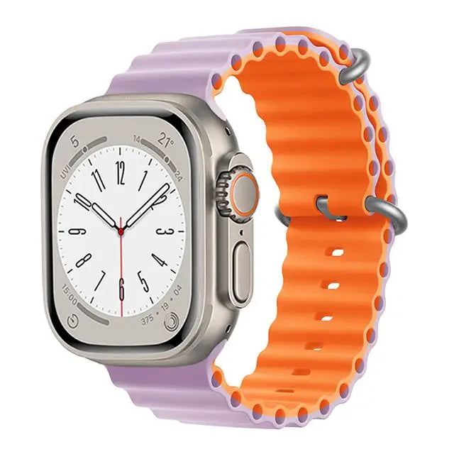 Bracelet Ocean en Silicone pour Apple Watch Ultra 2/Series 10/9/8/7/6/5/3/SE