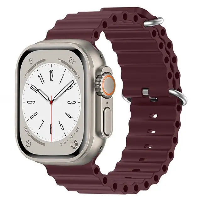 Bracelet Ocean en Silicone pour Apple Watch Ultra 2/Series 10/9/8/7/6/5/3/SE