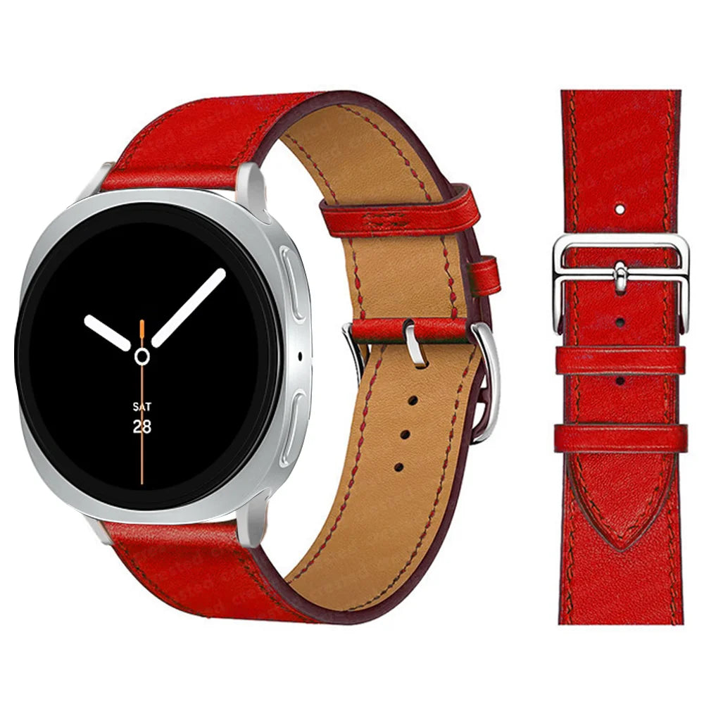 Bracelet en Cuir Exquis pour Samsung Galaxy Watch 8 – Boucle Métal, Compatible