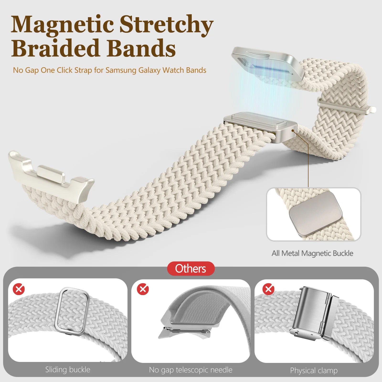 Bracelet Tressé Magnétique en Nylon – Compatible Samsung Galaxy Watch