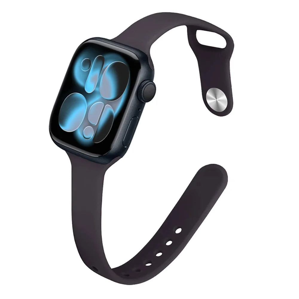 Bracelet Slim Sport en Silicone pour Apple Watch 11 – Compatible Series SE/6/7/8/9/10/Ultra 2/3