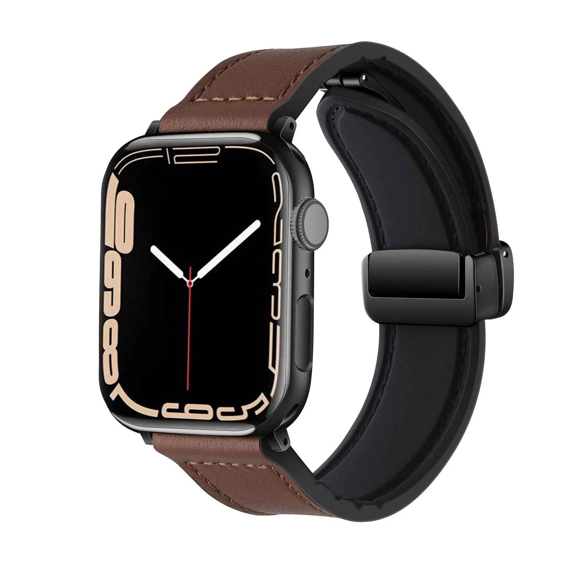 Bracelet magnétique en cuir & silicone pour Apple Watch Ultra 2/Series 10/9/8/SE/3