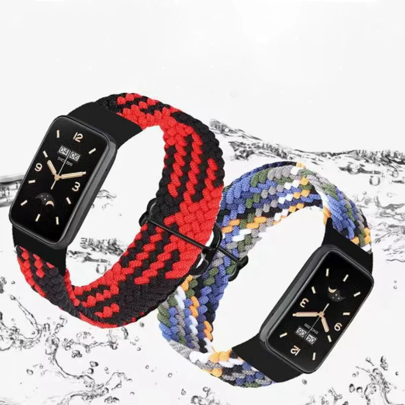 Bracelet Tressé en Nylon Élastique – Compatible Xiaomi Mi Band 7 & 8 Pro, Redmi Watch 4