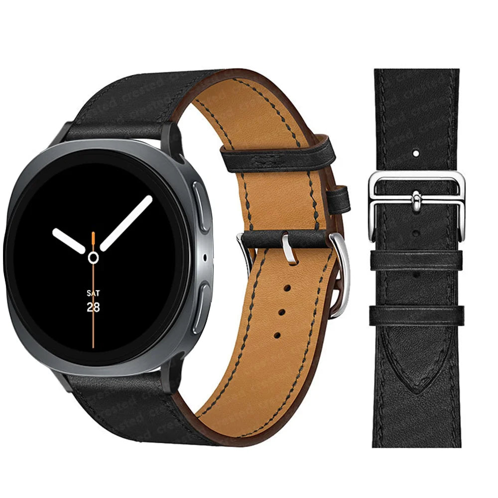 Bracelet en Cuir Exquis pour Samsung Galaxy Watch 8 – Boucle Métal, Compatible