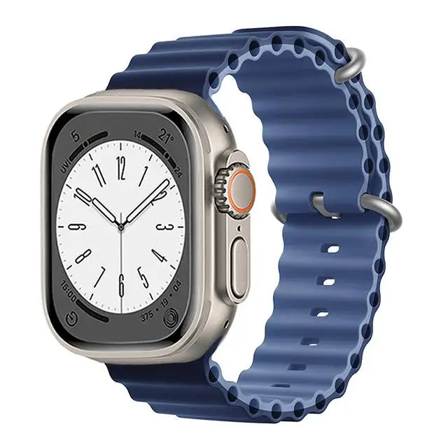 Bracelet Ocean en Silicone pour Apple Watch Ultra 2/Series 10/9/8/7/6/5/3/SE