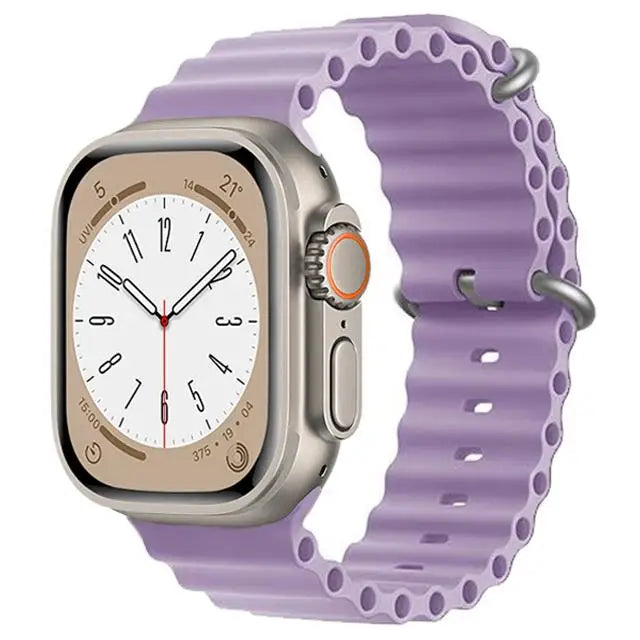 Bracelet Ocean en Silicone pour Apple Watch Ultra 2/Series 10/9/8/7/6/5/3/SE