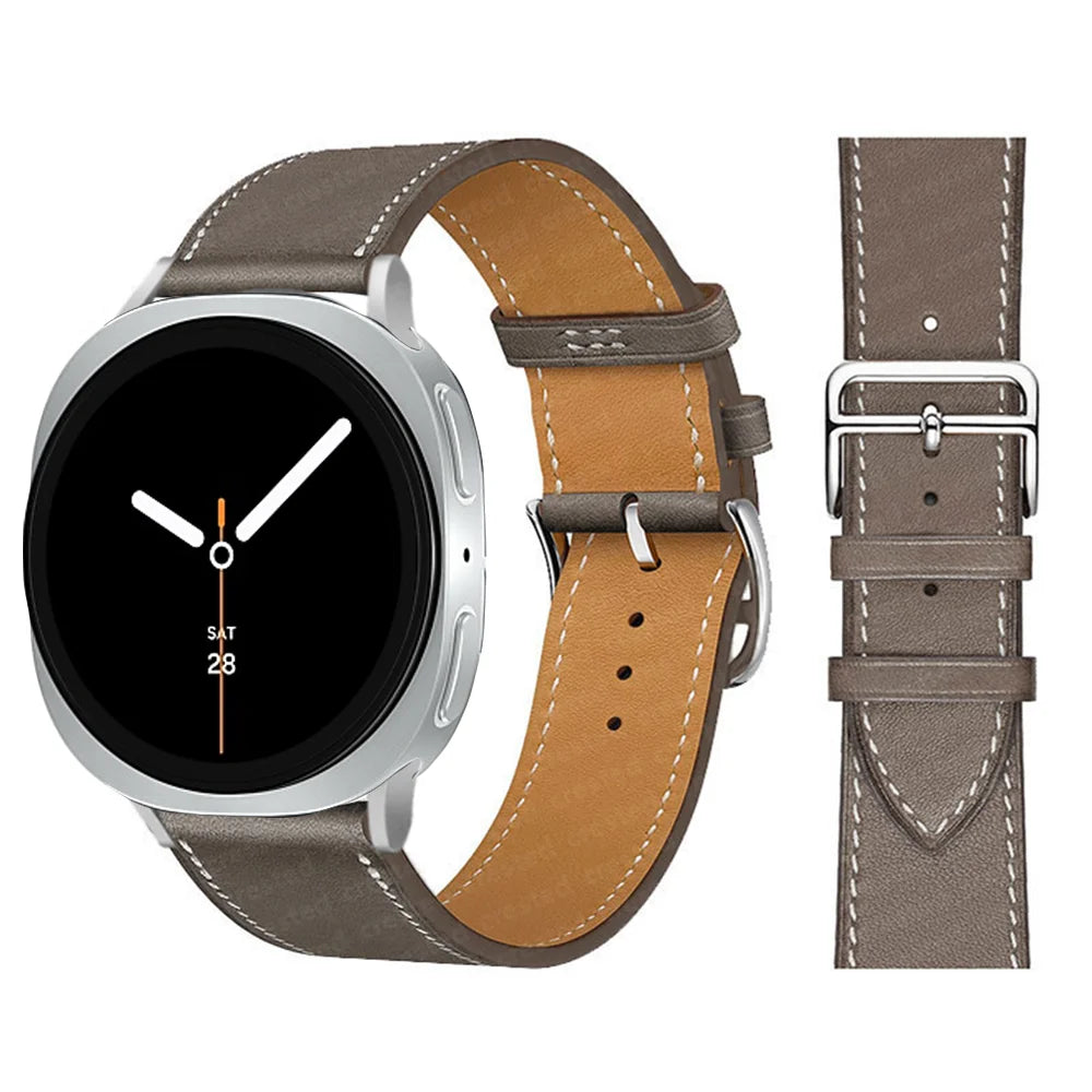 Bracelet en Cuir Exquis pour Samsung Galaxy Watch 8 – Boucle Métal, Compatible