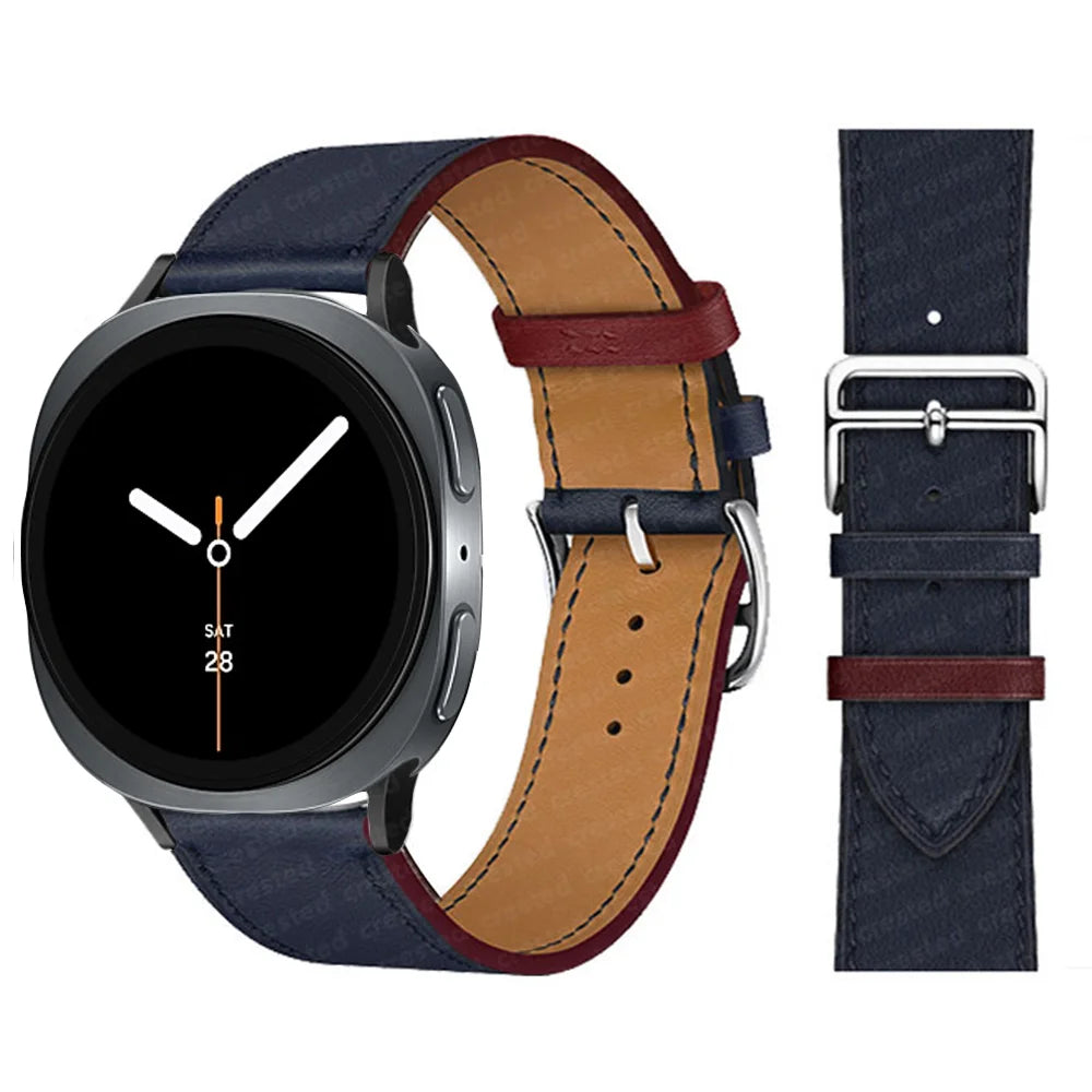 Bracelet en Cuir Exquis pour Samsung Galaxy Watch 8 – Boucle Métal, Compatible