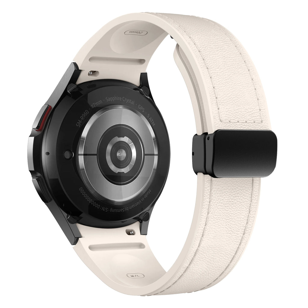 Bracelet Cuir Véritable & Silicone – Compatible Samsung Galaxy Watch 6 / 5 / 7 & 4 Classic