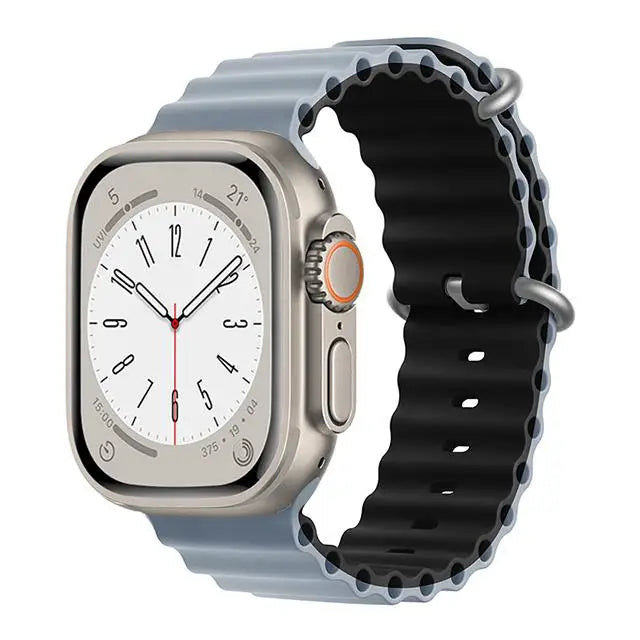 Bracelet Ocean en Silicone pour Apple Watch Ultra 2/Series 10/9/8/7/6/5/3/SE