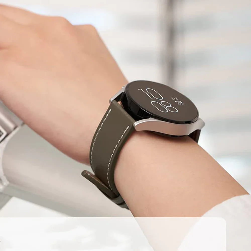 Bracelet en Cuir Exquis pour Samsung Galaxy Watch 8 – Boucle Métal, Compatible