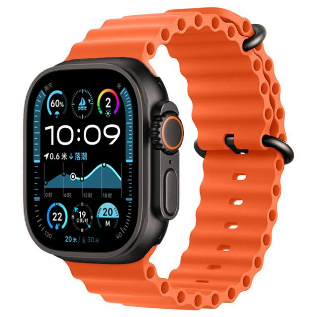 Bracelet Ocean en Silicone pour Apple Watch Ultra 2/Series 10/9/8/7/6/5/3/SE