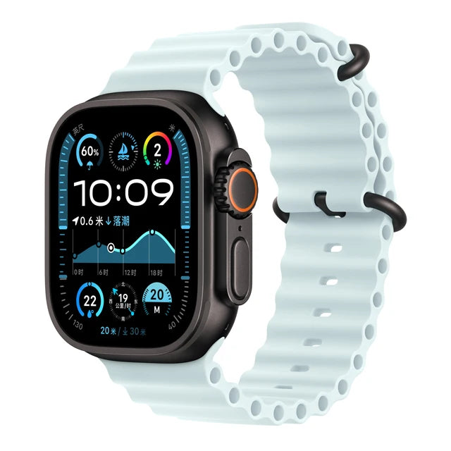 Bracelet Ocean en Silicone pour Apple Watch Ultra 2/Series 10/9/8/7/6/5/3/SE