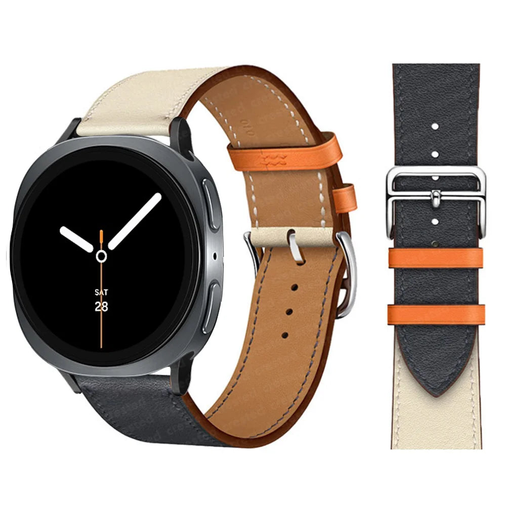 Bracelet en Cuir Exquis pour Samsung Galaxy Watch 8 – Boucle Métal, Compatible