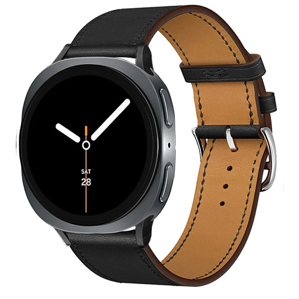 Bracelet en Cuir Exquis pour Samsung Galaxy Watch 8 – Boucle Métal, Compatible
