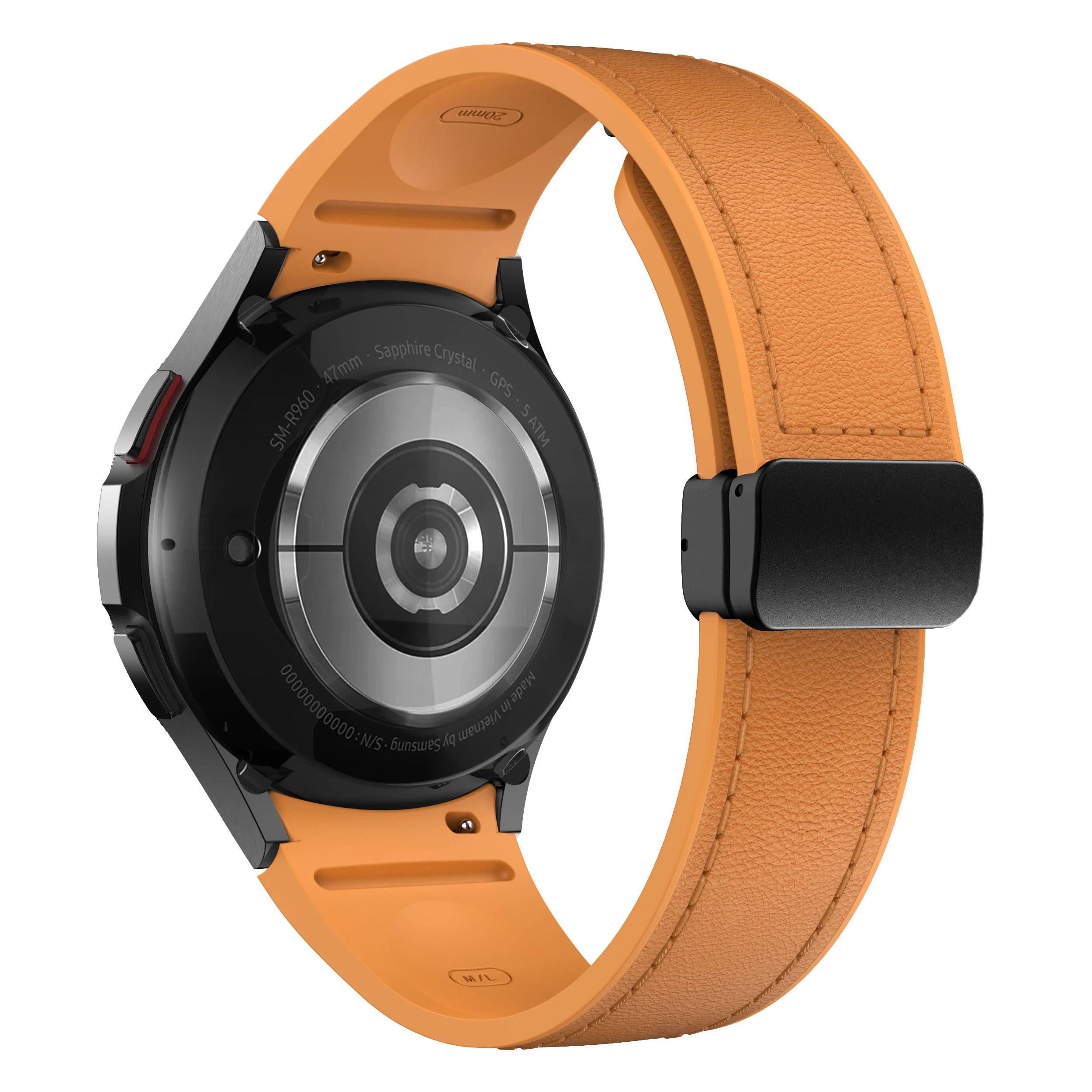 Bracelet Cuir Véritable & Silicone – Compatible Samsung Galaxy Watch 6 / 5 / 7 & 4 Classic