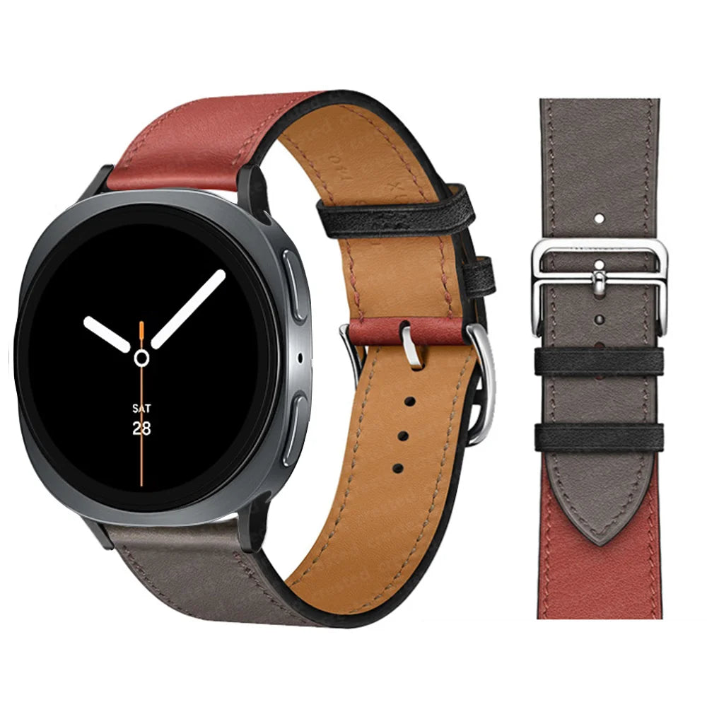 Bracelet en Cuir Exquis pour Samsung Galaxy Watch 8 – Boucle Métal, Compatible