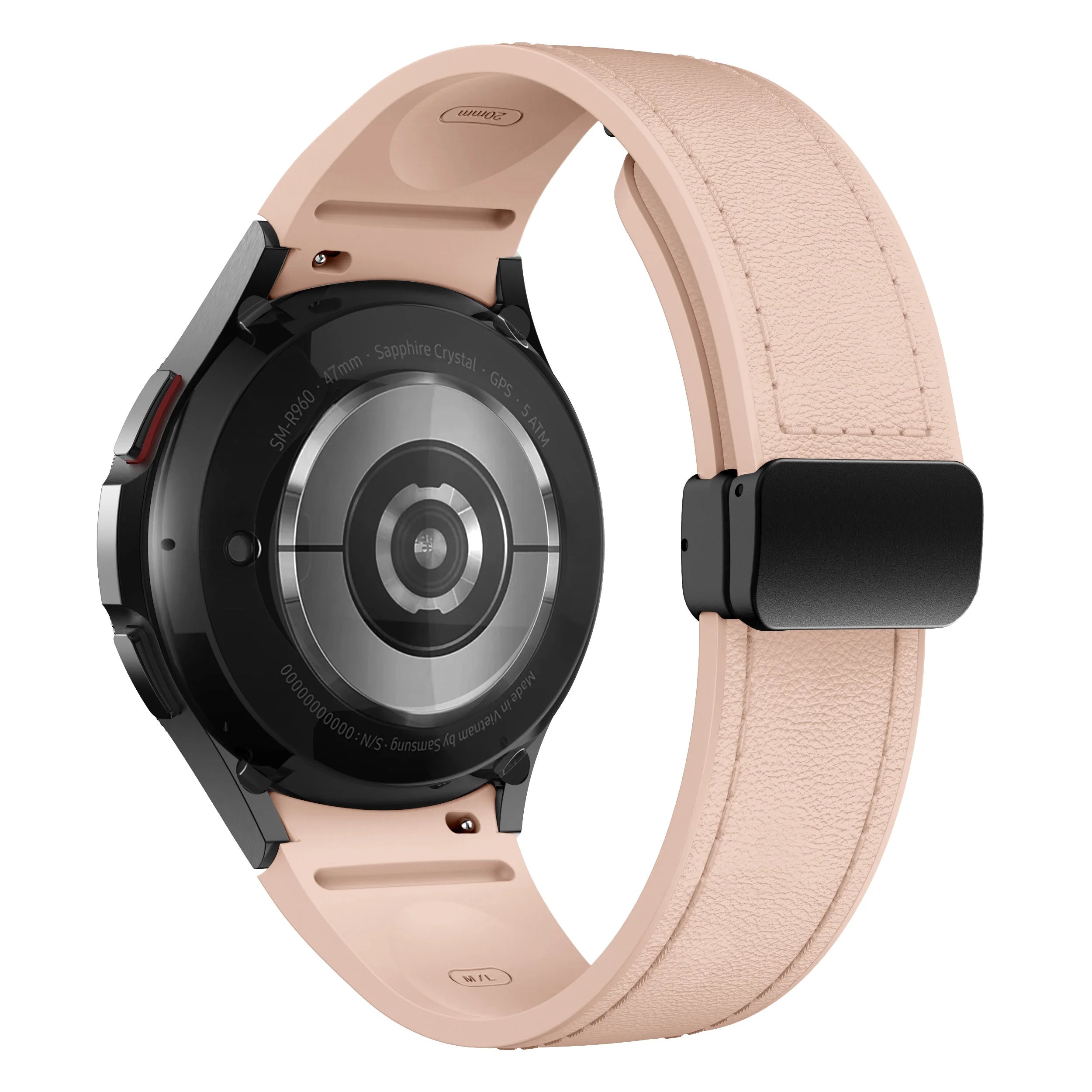 Bracelet Cuir Véritable & Silicone – Compatible Samsung Galaxy Watch 6 / 5 / 7 & 4 Classic