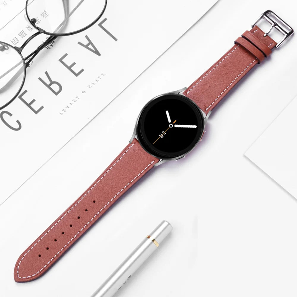 Bracelet en Cuir Exquis pour Samsung Galaxy Watch 8 – Boucle Métal, Compatible