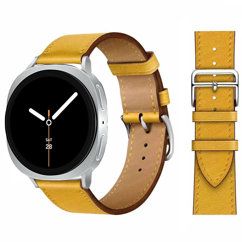 Bracelet en Cuir Exquis pour Samsung Galaxy Watch 8 – Boucle Métal, Compatible
