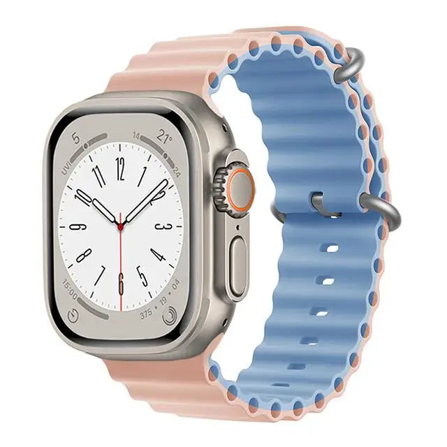 Bracelet Ocean en Silicone pour Apple Watch Ultra 2/Series 10/9/8/7/6/5/3/SE