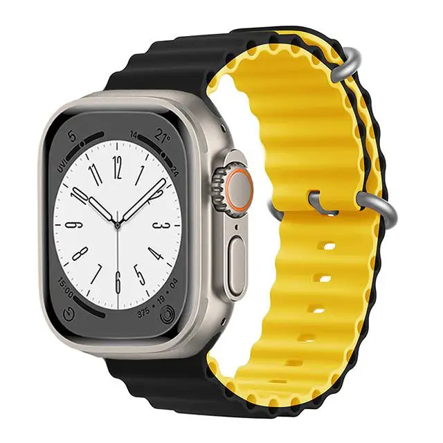 Bracelet Ocean en Silicone pour Apple Watch Ultra 2/Series 10/9/8/7/6/5/3/SE